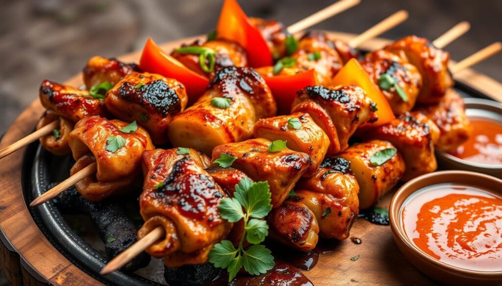 Grilled chicken skewers