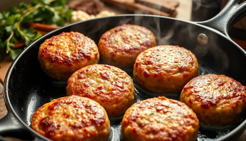 Perfectly cooked turkey sausage patties