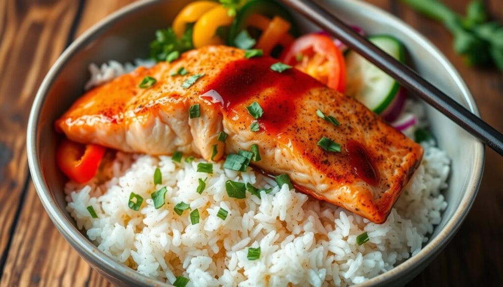 Salmon rice bowl