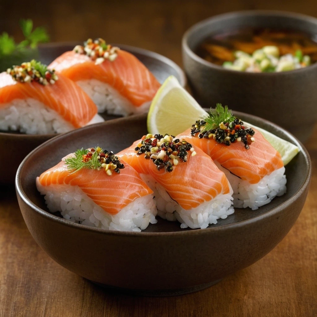 Serving Salmon Sushi Bake