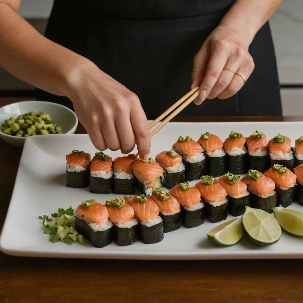 Serving Salmon Sushi 